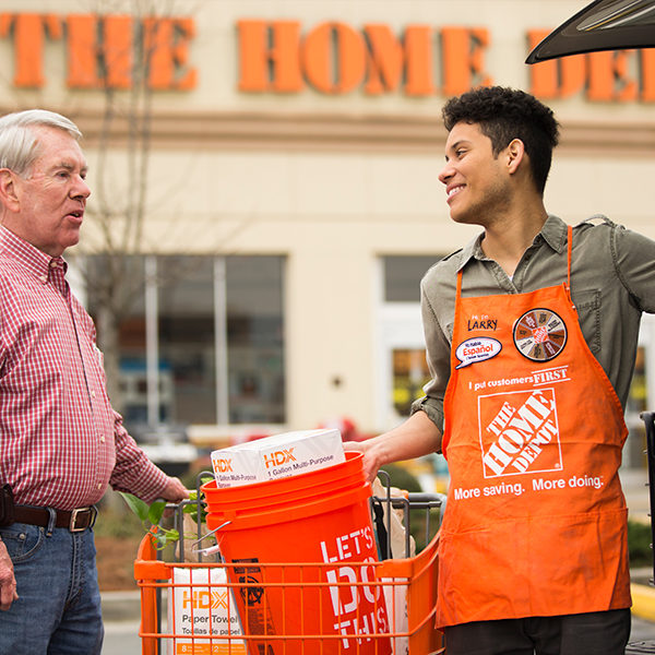 Dad approaches Home Depot employee like a well versed pick-up