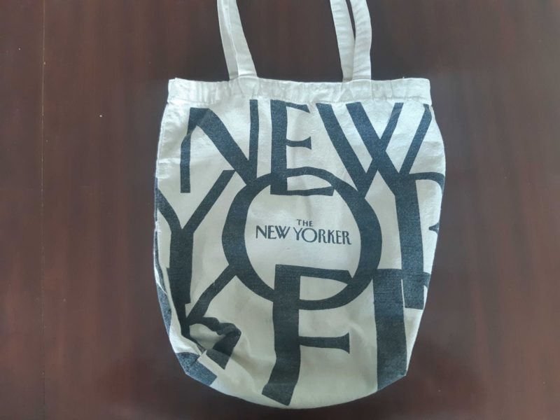 Man delighted to discover his New Yorker tote bag is the perfect
