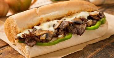 A steak and cheese sub sandwich