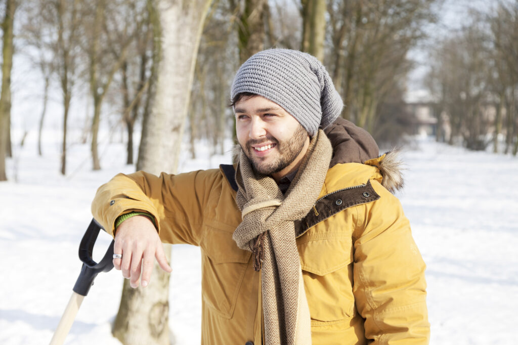 Local dad shovelling snow for hours clearly avoiding family