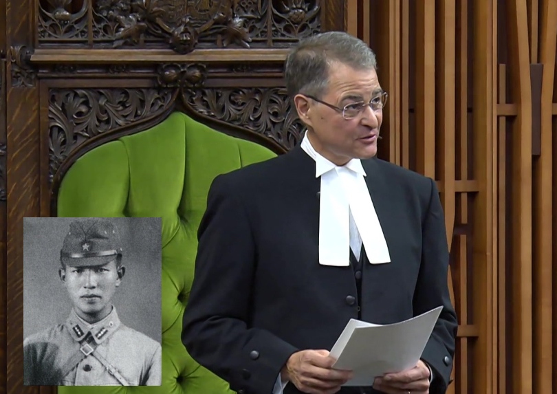 House of Commons speaker relieved Japanese veteran who fought against China couldn't make it