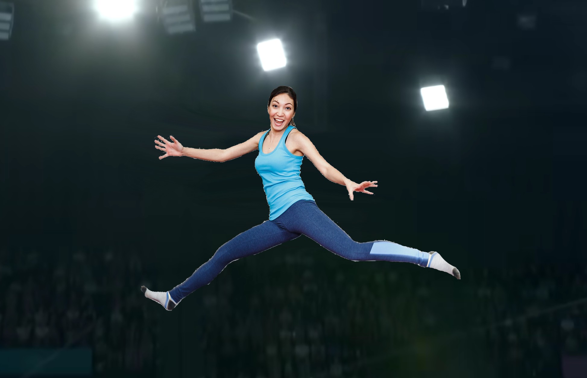 Trampolinist Olympic trampolinist scores extra points for resonant, high pitched ...